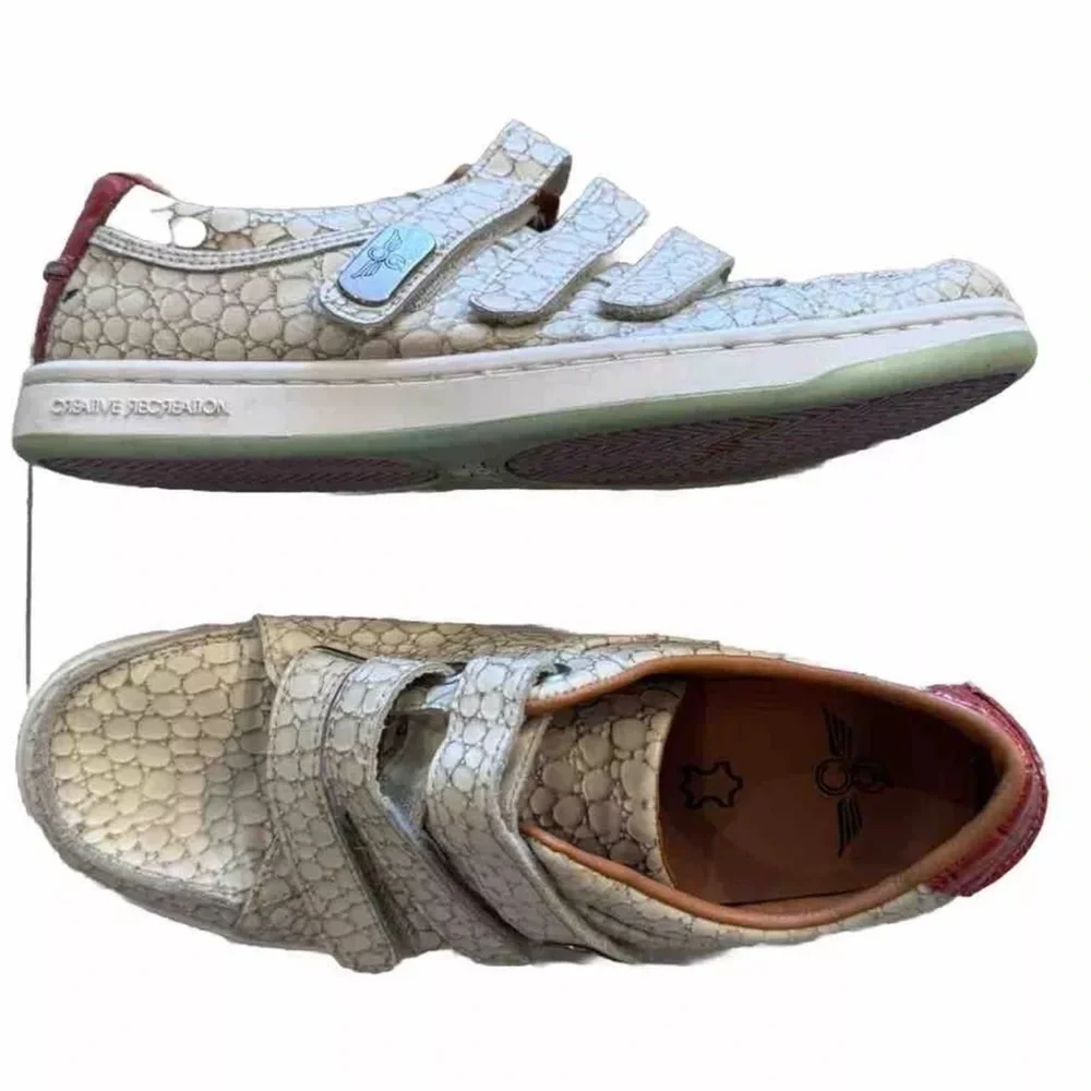 Creative Recreation Shoes Torrio Mens Sz 9 Strap Reptile Tan Red Leather Retro